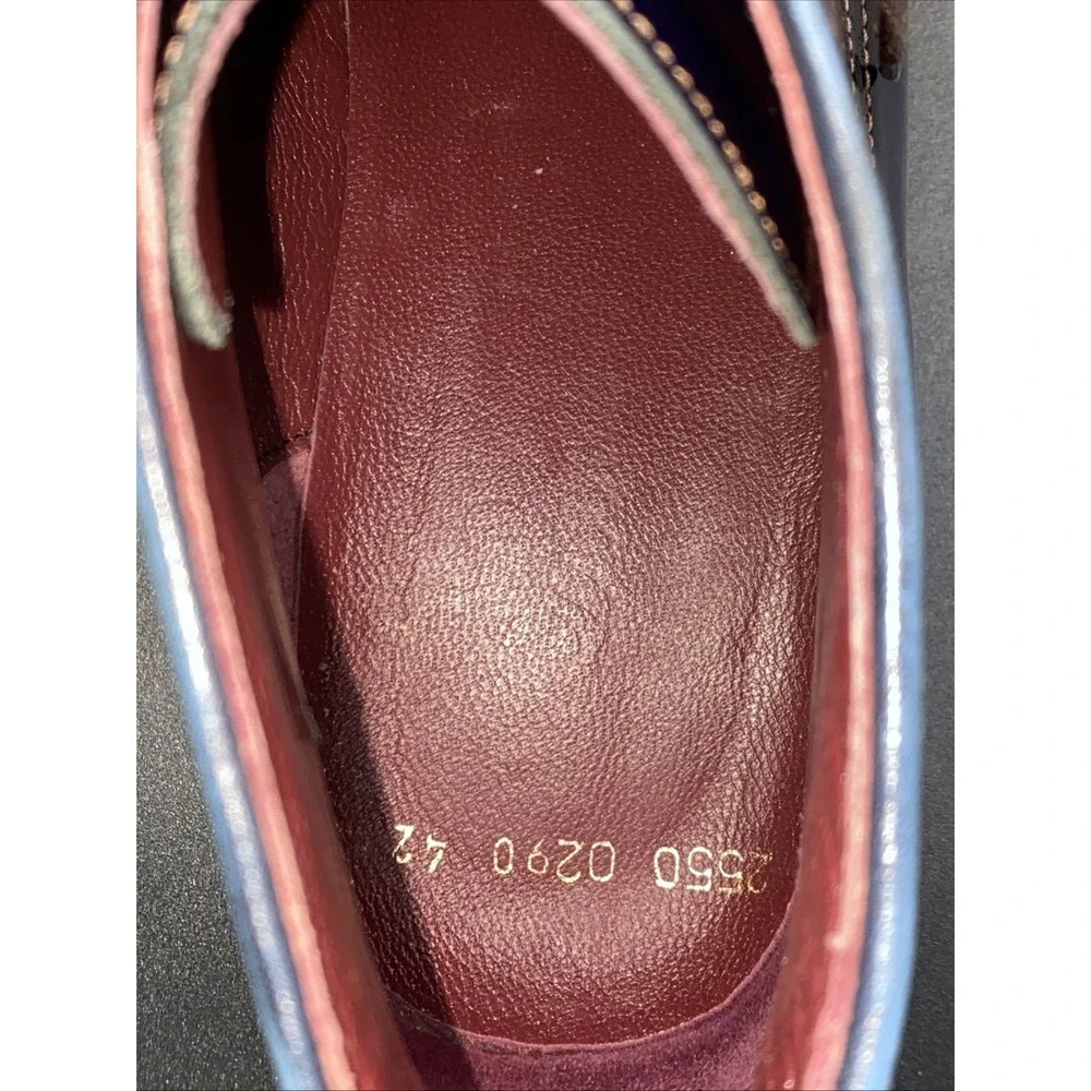 Brown-Navy Blue Wingtip‎ Derby Leather Dress Shoe Men's 42
